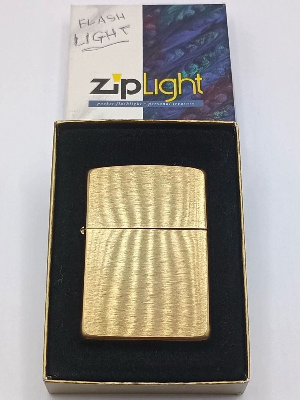 ZipLight Gold-Tone Brass Zippo flashlight Collectible with Box Not working